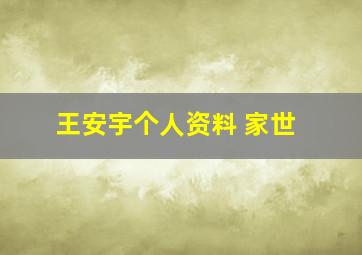 王安宇个人资料 家世